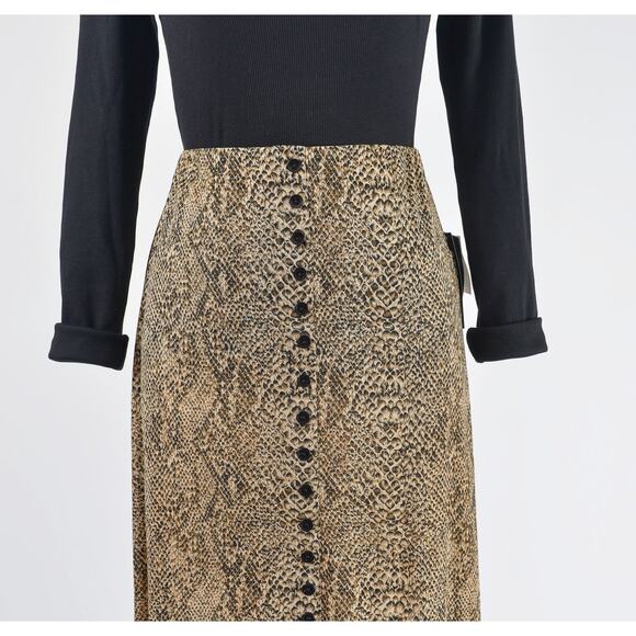 Vintage y2k Snakeskin Maxi Skirt Stretchy Long Skirt with Slit and Buttons S - Picture 8 of 9